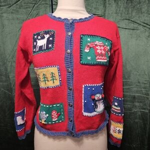Vintage Hartstrings Christmas Sweater Cardigan